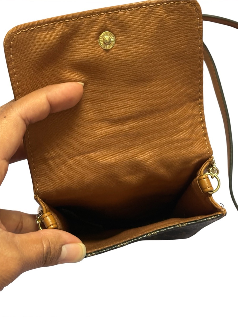 Nanette Lepore Brown & Black Patterned Crossbody Phone Pouch - Picture 3 of 6